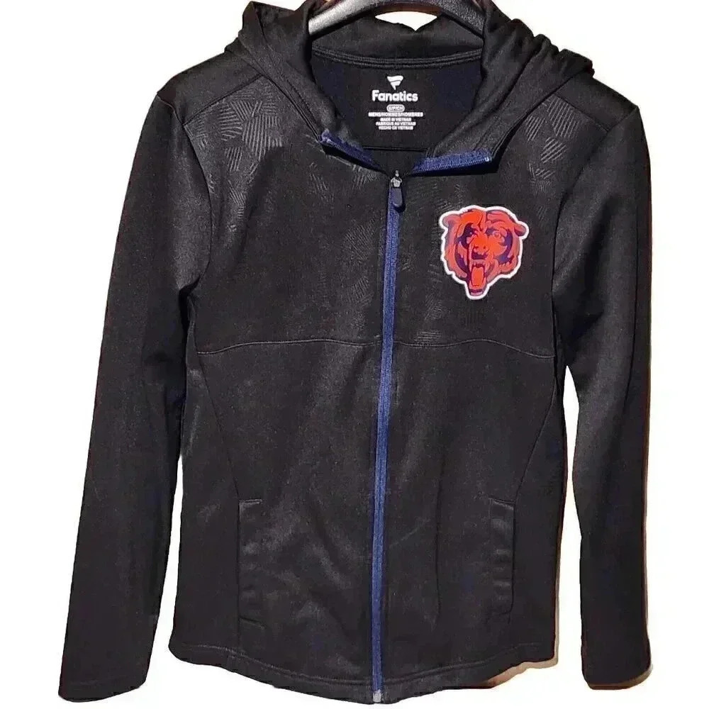Mens Chicago Bears Size Small Zip-up Hoodie Sweatshirt Orange Black NFL